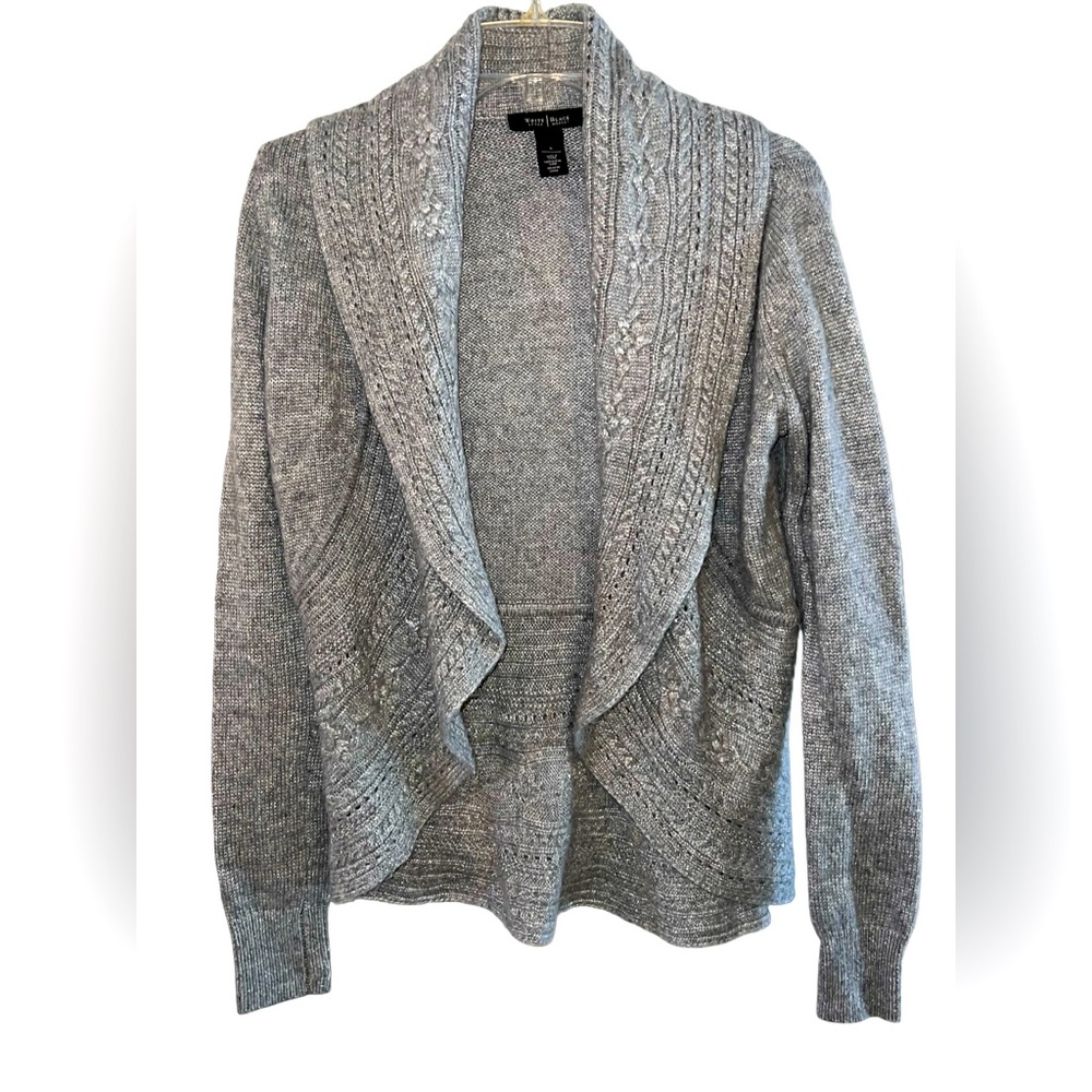 White House Black Market Silver/Grey  metallic open cardigan Size S